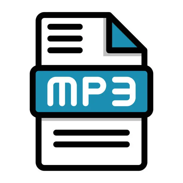Vector illustration of Mp3 file icon. flat audio file, icons format symbols. Vector illustration. can be used for website interfaces, mobile applications and software