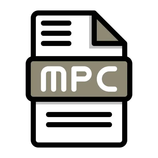 Vector illustration of Mpc file icon. flat audio file, icons format symbols. Vector illustration. can be used for website interfaces, mobile applications and software