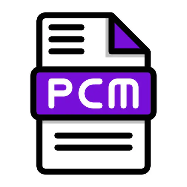 Vector illustration of Pcm file icon. flat audio file, icons format symbols. Vector illustration. can be used for website interfaces, mobile applications and software