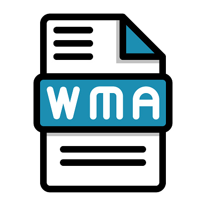 Wma file icon. flat audio file, icons format symbols. Vector illustration. can be used for website interfaces, mobile applications and software