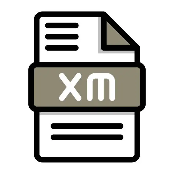Vector illustration of Xm file icon. flat audio file, icons format symbols. Vector illustration. can be used for website interfaces, mobile applications and software
