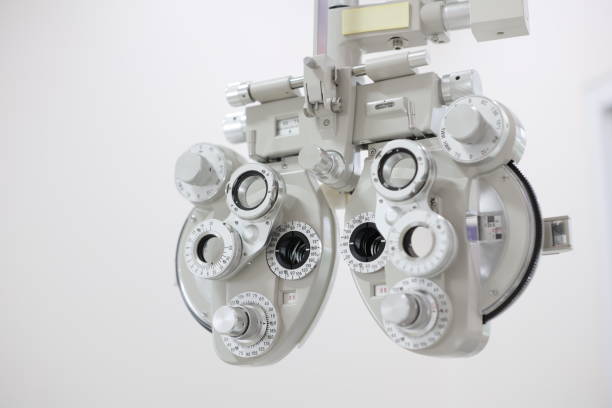 istock Phoropter for eye test, lenses glasses for eye check in optical store 2119424556