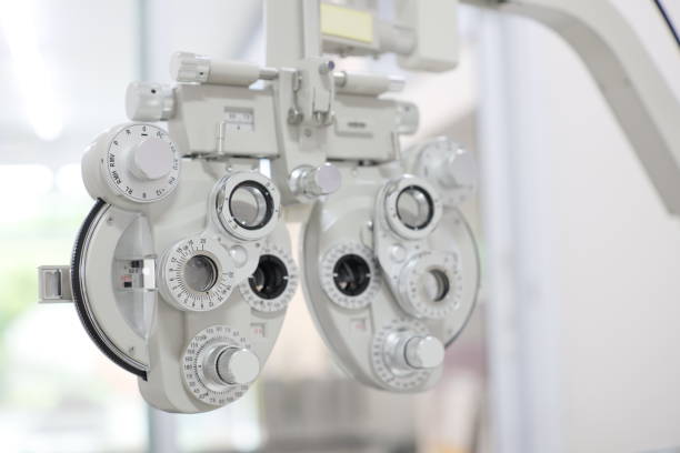 istock Phoropter for eye test, lenses glasses for eye check in optical store 2119424562