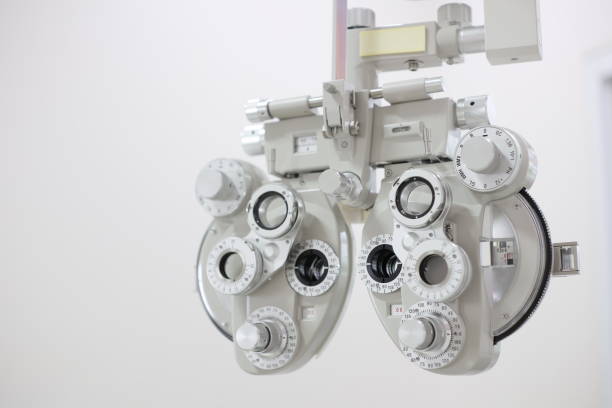 istock Phoropter for eye test, lenses glasses for eye check in optical store 2119425073