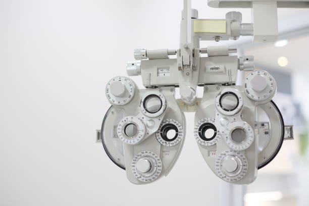 istock Phoropter for eye test, lenses glasses for eye check in optical store 2119425075