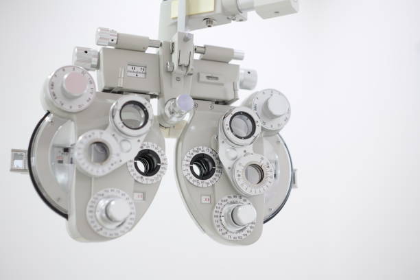 istock Phoropter for eye test, lenses glasses for eye check in optical store 2119426630