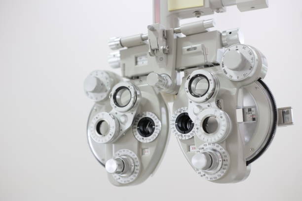 istock Phoropter for eye test, lenses glasses for eye check in optical store 2119426631