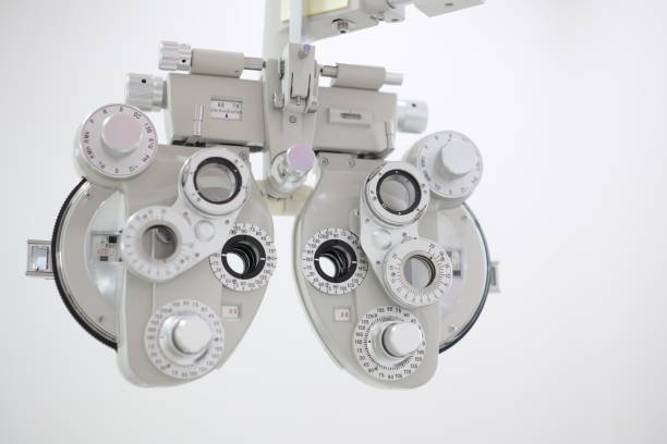 istock Phoropter for eye test, lenses glasses for eye check in optical store 2119426641