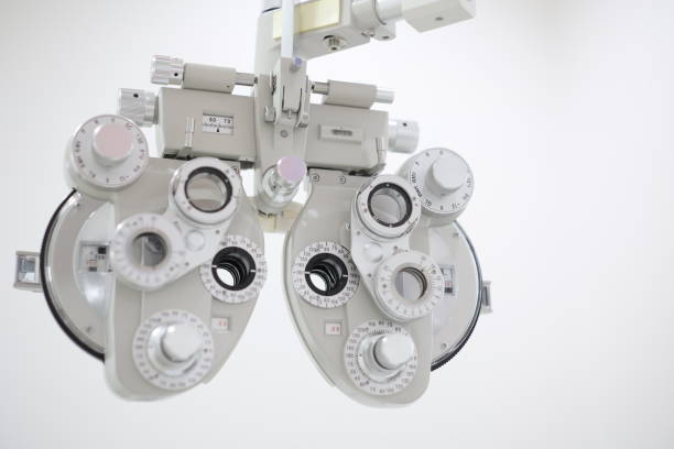 istock Phoropter for eye test, lenses glasses for eye check in optical store 2119426686