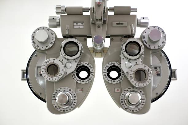 istock Phoropter for eye test, lenses glasses for eye check in optical store 2119427171