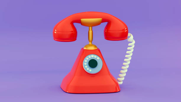 istock Red retro telephone Vintage phone isolated Minimal three-dimensional 3D render illustration 2119428204