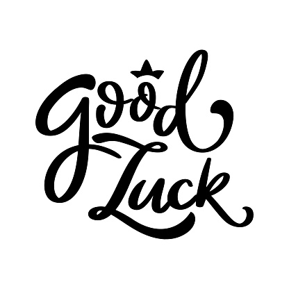 Good luck. Lettering phrase isolated on white background. Design element