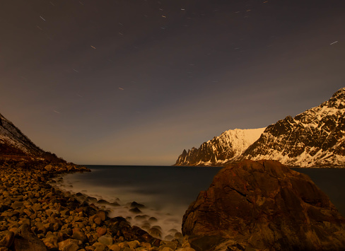 Ersfjord at Senja island at nighttime.