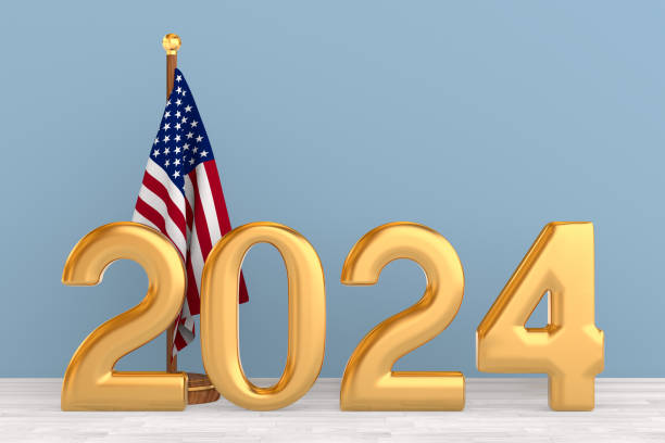 istock American flag and 2024. 3d illustration 2119514365