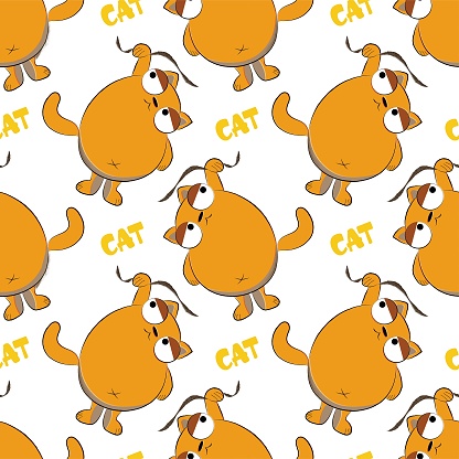 pattern with orange cats, cartoon background, print