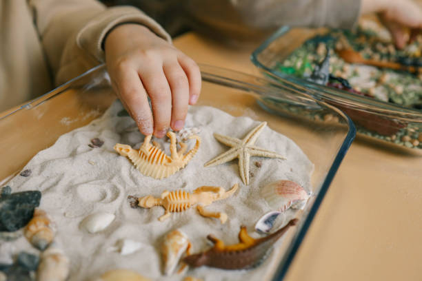 istock Sensory activity of a child, idea for an activity, top view 2119585090
