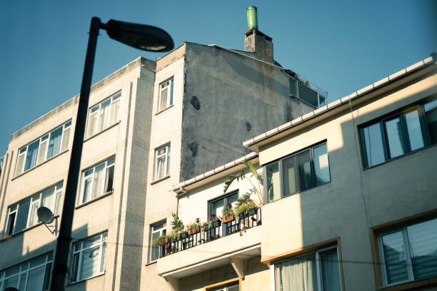Aesthetic building and flowered balcony