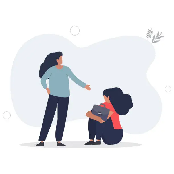 Vector illustration of Kindness to help others from failure or crisis to stand again, support or assist in workplace or career guidance concept,