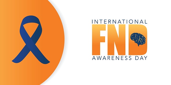 FND (functional neurological disorders) Awareness Day vector illustration. Brain and ribbon banner. use to background, banner, placard, card, and poster design template with text inscription