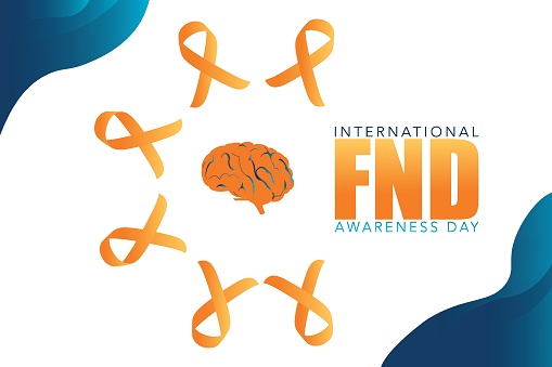 FND (functional neurological disorders) Awareness Day vector illustration. Brain and ribbon banner. use to background, banner, placard, card, and poster design template with text inscription