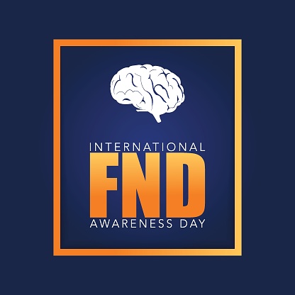 FND (functional neurological disorders) Awareness Day vector illustration. Brain and ribbon banner. use to background, banner, placard, card, and poster design template with text inscription