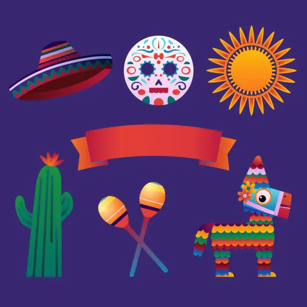 Vector illustration of Vector gradient cinco de mayo celebration element