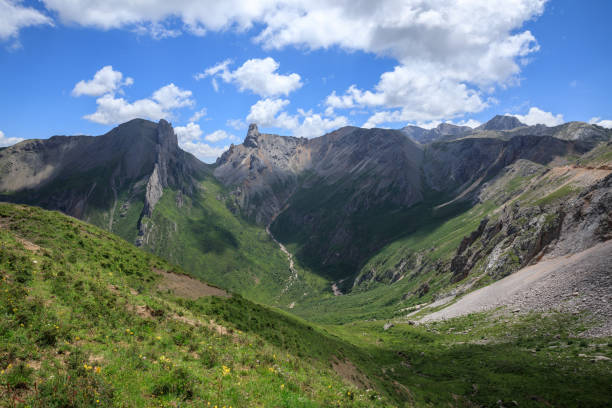 istock High altitude mountain landscape under blue sky 2119641276