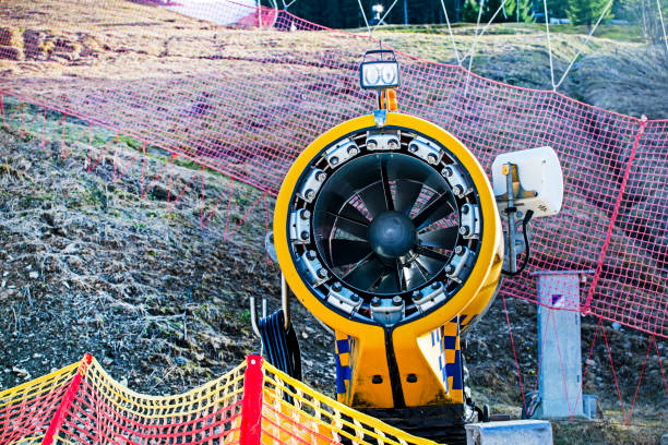 snow generator on a snow slope at the resort. Active recreation