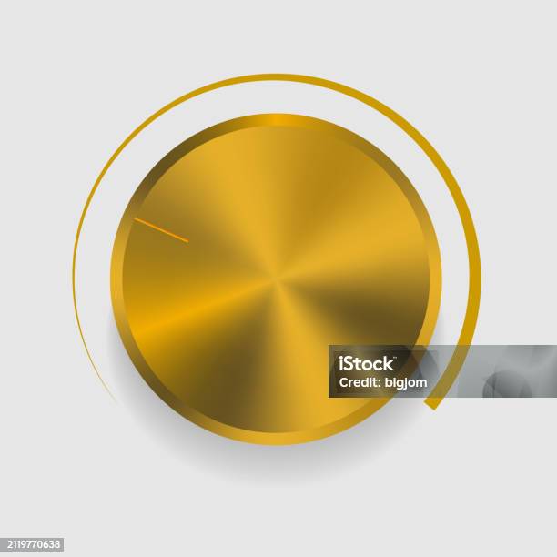 Simple Gold Button Realistic Gold Button Volume Knob Isolated On A White Background Stock ...
