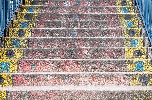 a painted staircase on a Belgrade street