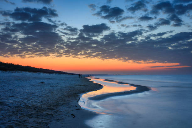 Baltic Sea beach in Jantar at sunset. Poland