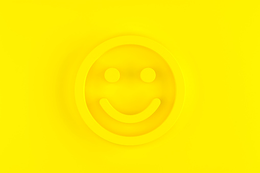 Yellow Smiley Face icon On Yellow Background. Icon Background design.
