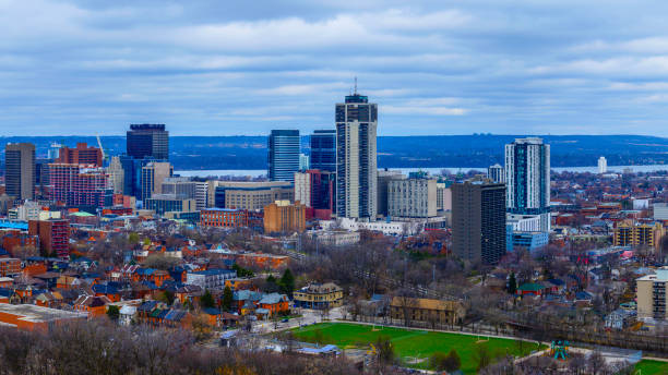 Hamilton Ontario city skyline in Canada
