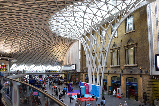 London, UK - July 26 2022: King's Cross railway station interior view