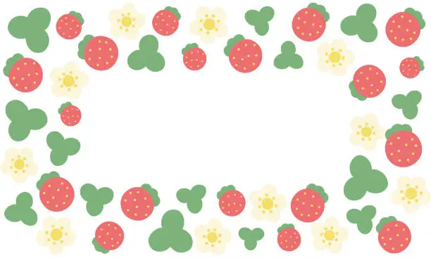 Vector illustration of Cute strawberry  frame