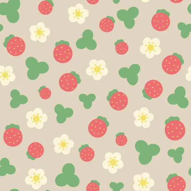 Vector illustration of Cute strawberry seamless pattern