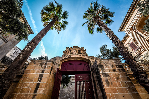 Low Angle View Of Entrance To Mdina Dungeons Museum In Mdina, Malta