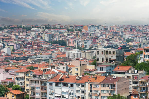 istock Istanbul panorama, panoramic view old houses on the slope district, Turkey. 2119889608