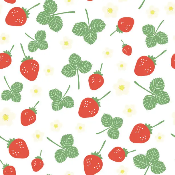 Vector illustration of Cute strawberry seamless pattern