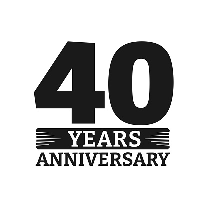 40 years logo or icon. 30th anniversary badge. Birthday celebrating, jubilee emblem design with number twenty. Vector illustration.