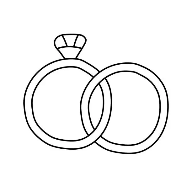 Vector illustration of Wedding rings. Vector illustration in doodle style