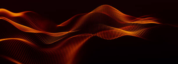Abstract background with a dynamic wave. Futuristic wave with dots. Big data concept. Abstract technology background. 3d Widescreen.
