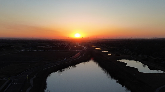 A flat landscape makes for a stunning sunrise in Wichita, Kansas.