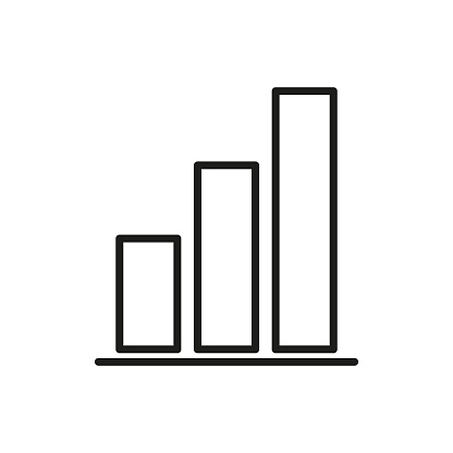 Simple bar graph icon. Data visualization symbol. Ascending chart illustration. Statistical growth representation. Vector illustration. EPS 10. Stock image.