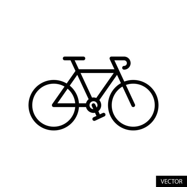 Bike, bicycle vector icon in line style design isolated on white background. Editable stroke. Bike, bicycle vector icon in line style design for website, app, UI, isolated on white background. Editable stroke. EPS 10 vector illustration. workout logo stock illustrations
