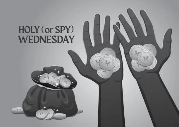 Vector illustration of Holy Wednesday is also known as Spy Wednesday