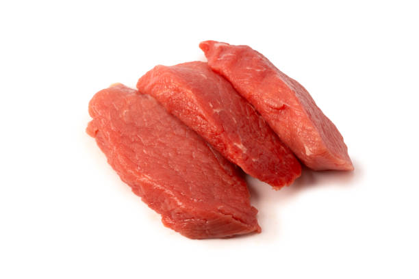 istock Veal pieces raw isolated on white background. 2120133352