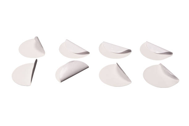 istock Round white stickers, blank tags labels isolated on a white background. 2120133888
