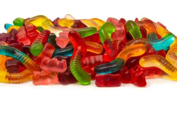istock Assorted colorful gummy candies isolated on a white background. 2120133890