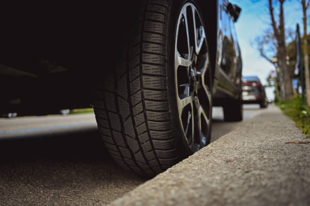 istock Rear view of a car tire. 2120158481